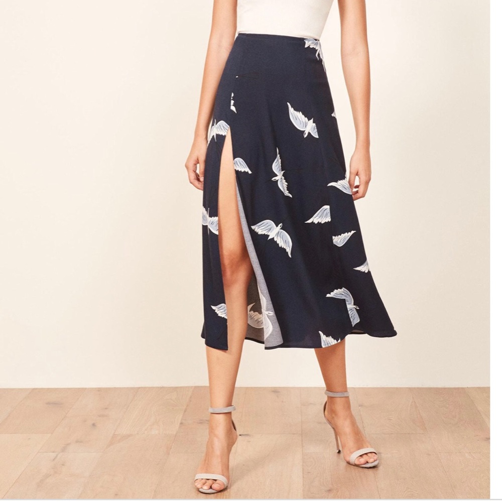 Reformation High Slit Midi Skirt